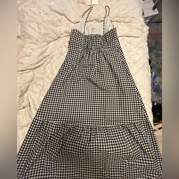Chic Black and White Gingham Midi Dress - Picture 2 of 4